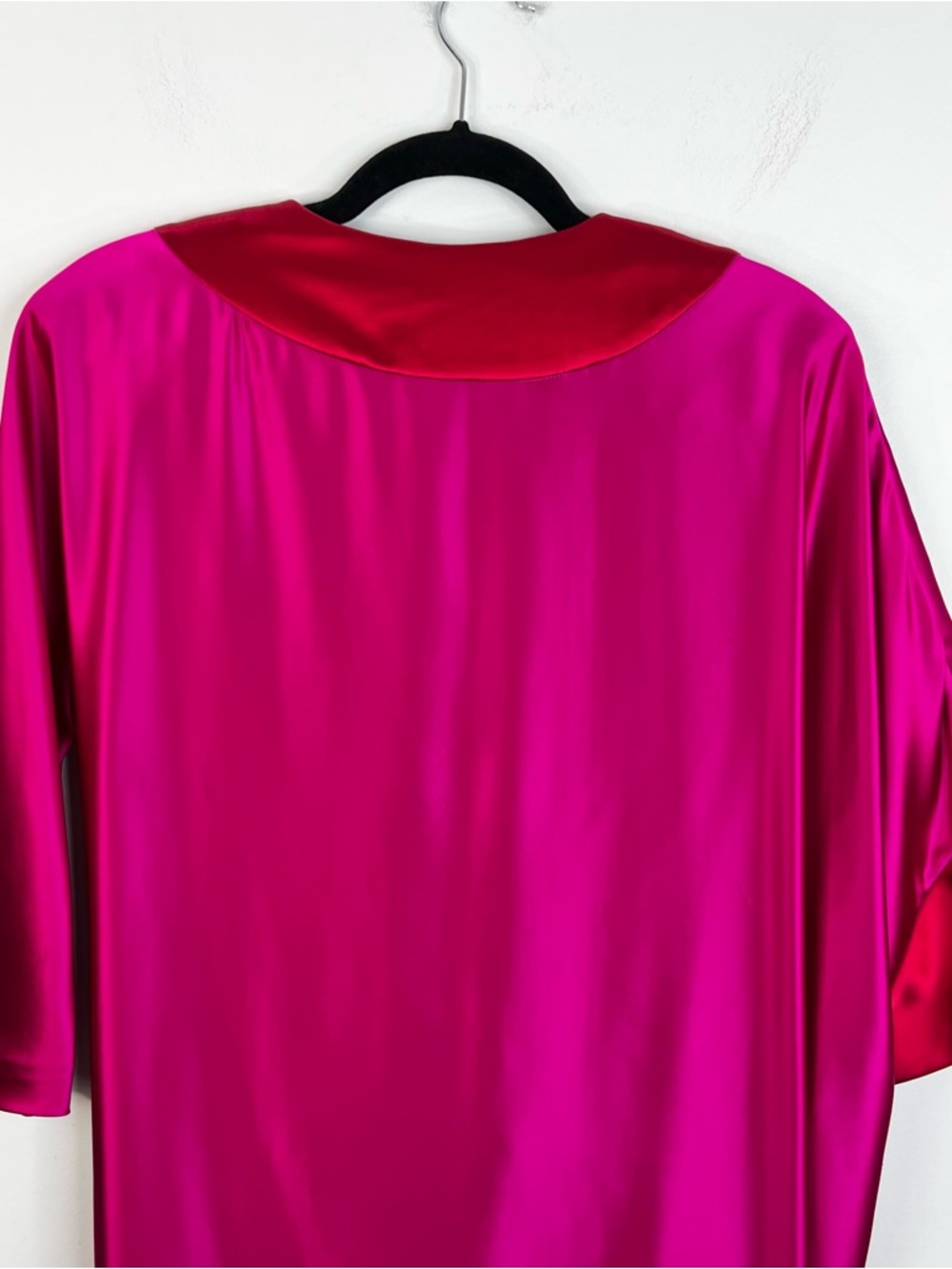 Ports 1961 Y2K archival pure silk draped cowl neck fuschia red batwing dress 6 - Picture 6 of 17